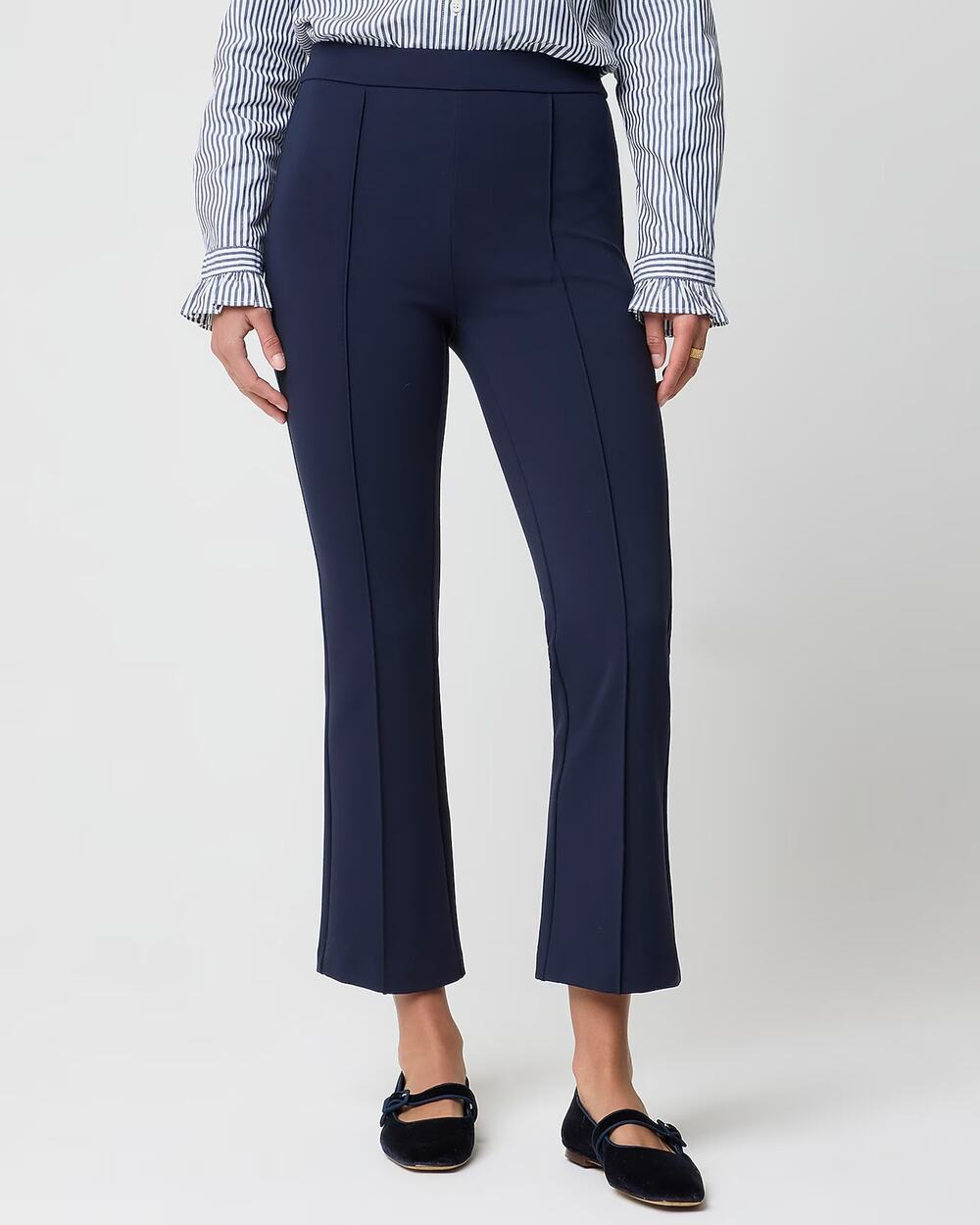 J.Crew Factory Ponte Cropped Pull-On Pant Navy Blue Size 12 NWT